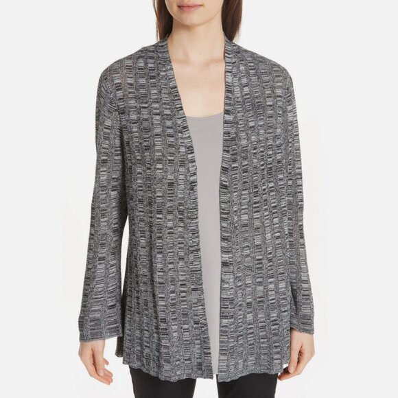 Eileen Fisher - Silk & Organic Linen Knit Cardigan - Picture 2 of 6